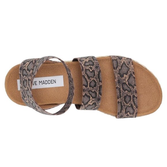 STEVE MADDEN KIMMIE Espadrille Flatform Heel Double Strap Sandals Blue Snake - Picture 6 of 9